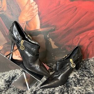 Ralph Lauren Black Ankle Booties with Gold Accents